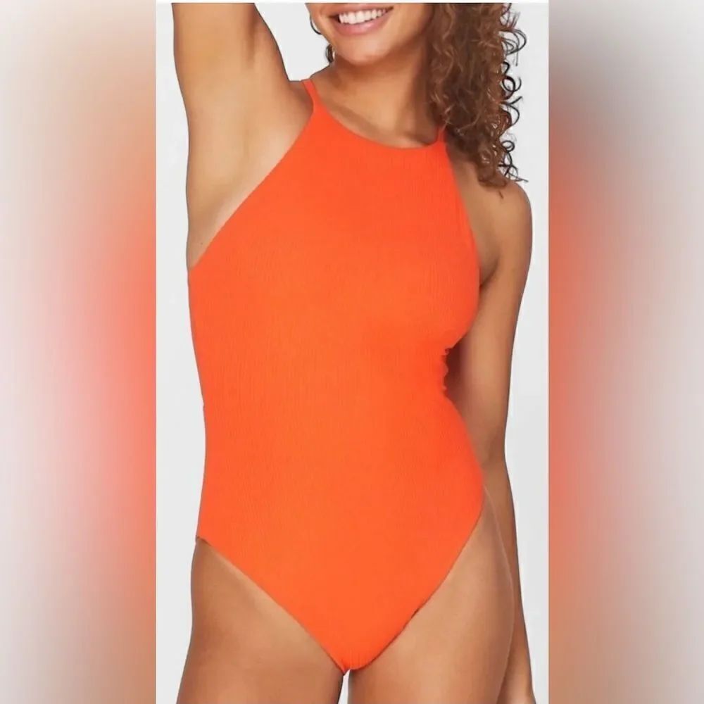 Andie 1 One Piece Swimsuit Asbury Rib Sire Orange Size Large NWT